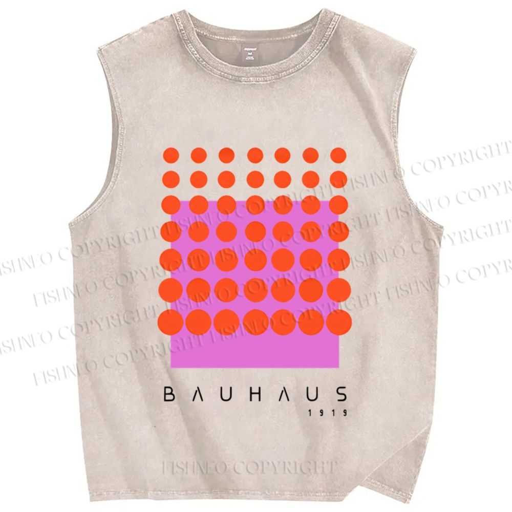 Unisex Bauhaus Geometric Circle Printed Washed Tank Top