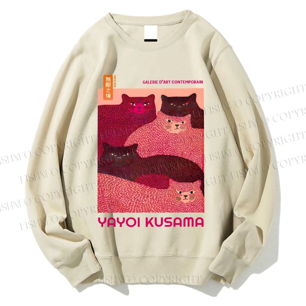Unisex Pink Bears Yayoi Kusama Printed Sweatshirt