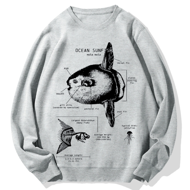 Ocean Sunfish Anatomy Cotton Sweatshirt