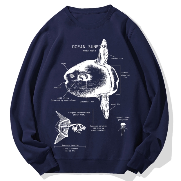 Ocean Sunfish Anatomy Cotton Sweatshirt