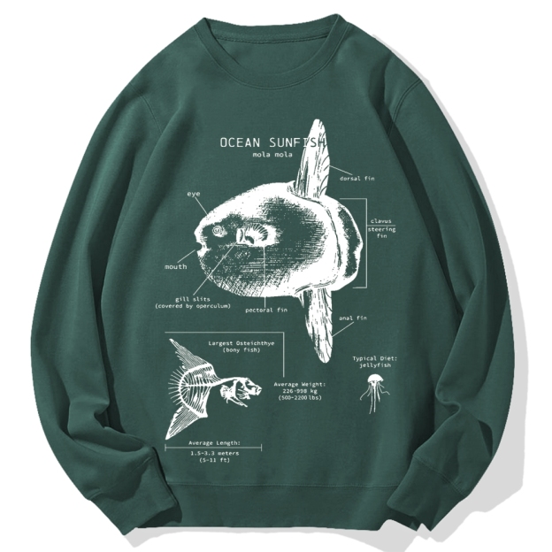 Ocean Sunfish Anatomy Cotton Sweatshirt