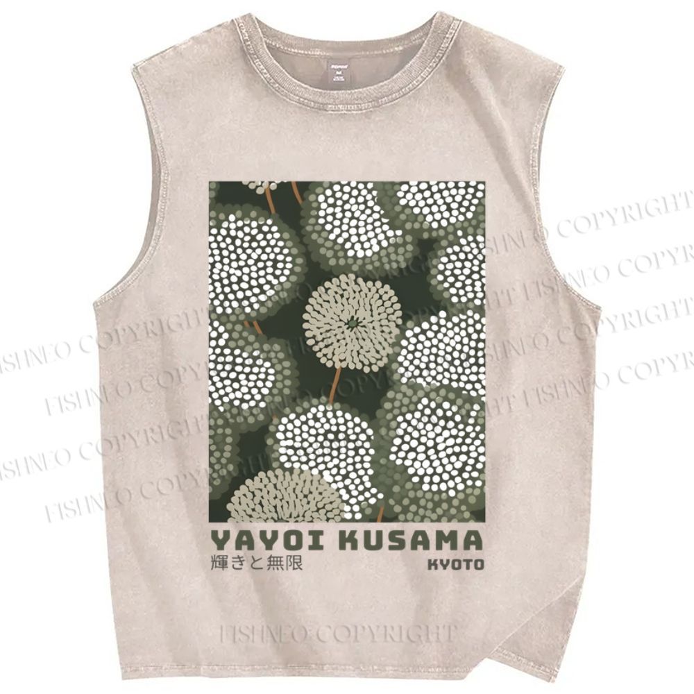 Unisex Yayoi Kusama Dandelion Printed Washed Tank Top