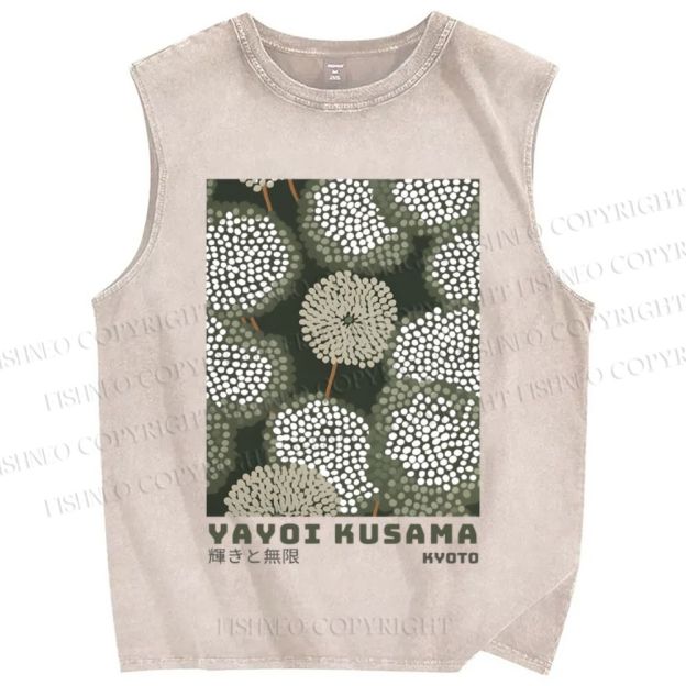 Unisex Yayoi Kusama Dandelion Printed Washed Tank Top