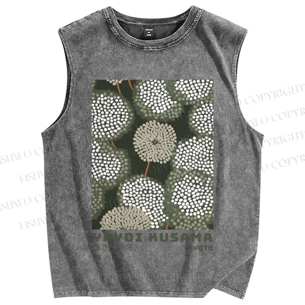 Unisex Yayoi Kusama Dandelion Printed Washed Tank Top