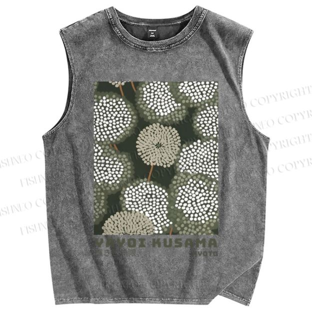 Unisex Yayoi Kusama Dandelion Printed Washed Tank Top