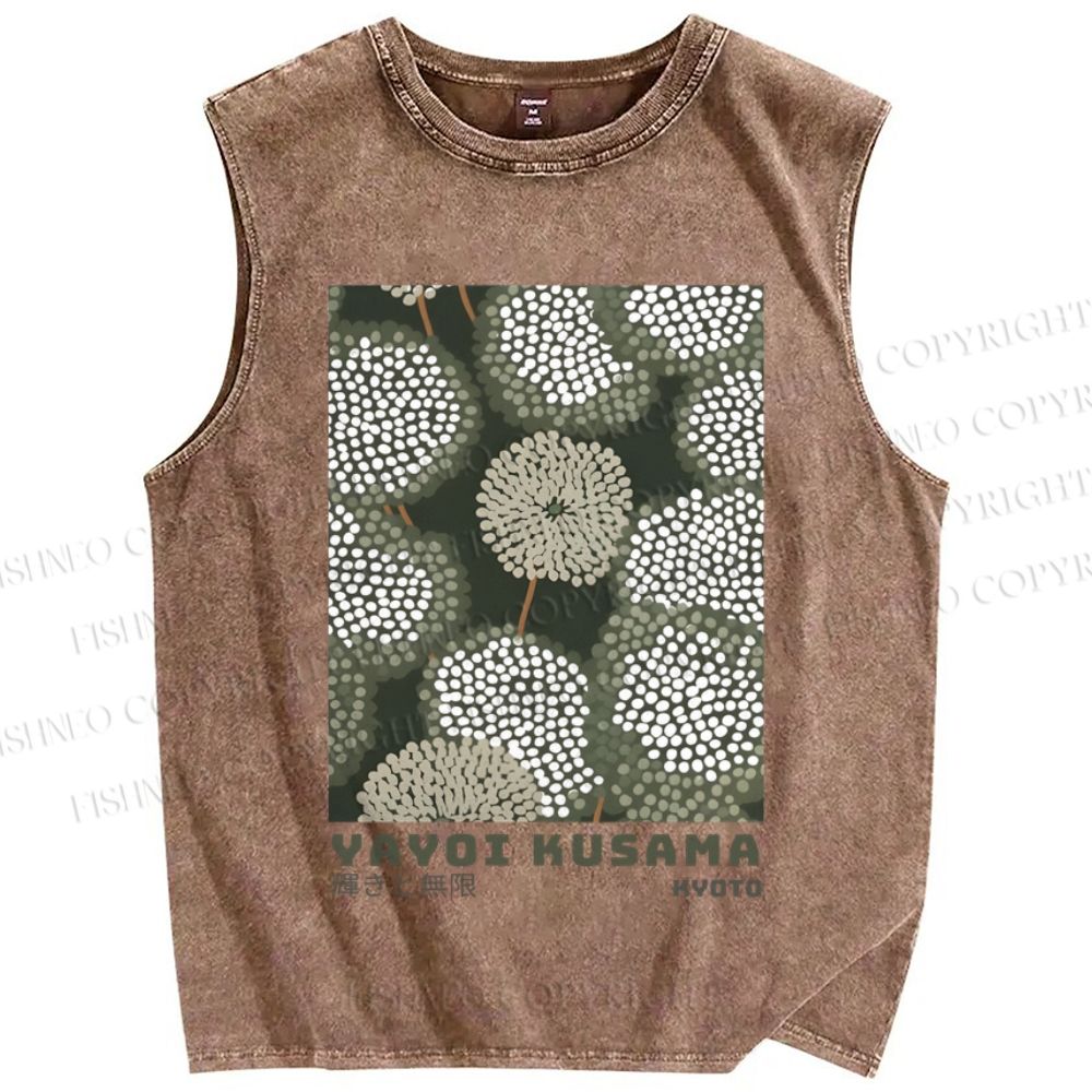 Unisex Yayoi Kusama Dandelion Printed Washed Tank Top