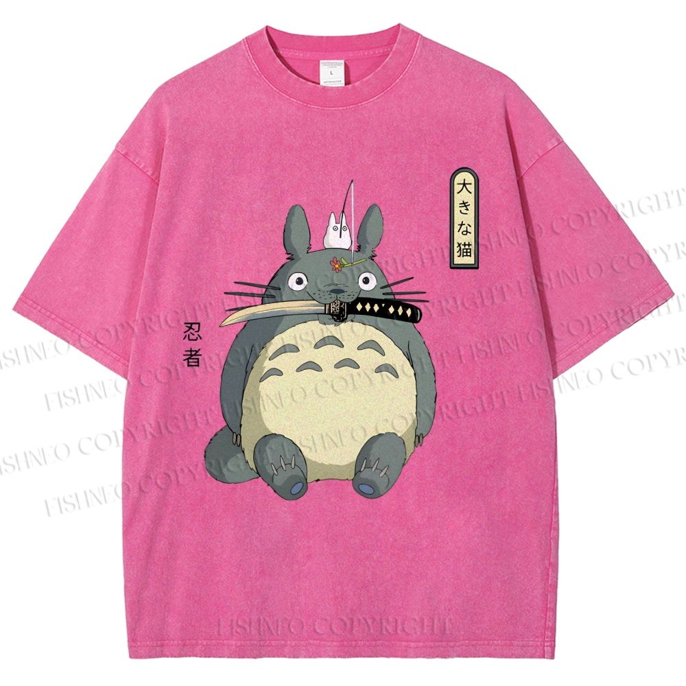 Unisex Ninja Totoro Printed Washed Tee