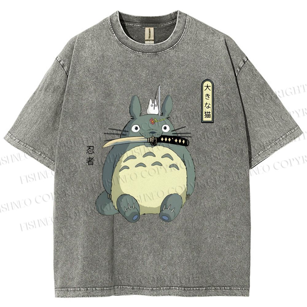 Unisex Ninja Totoro Printed Washed Tee