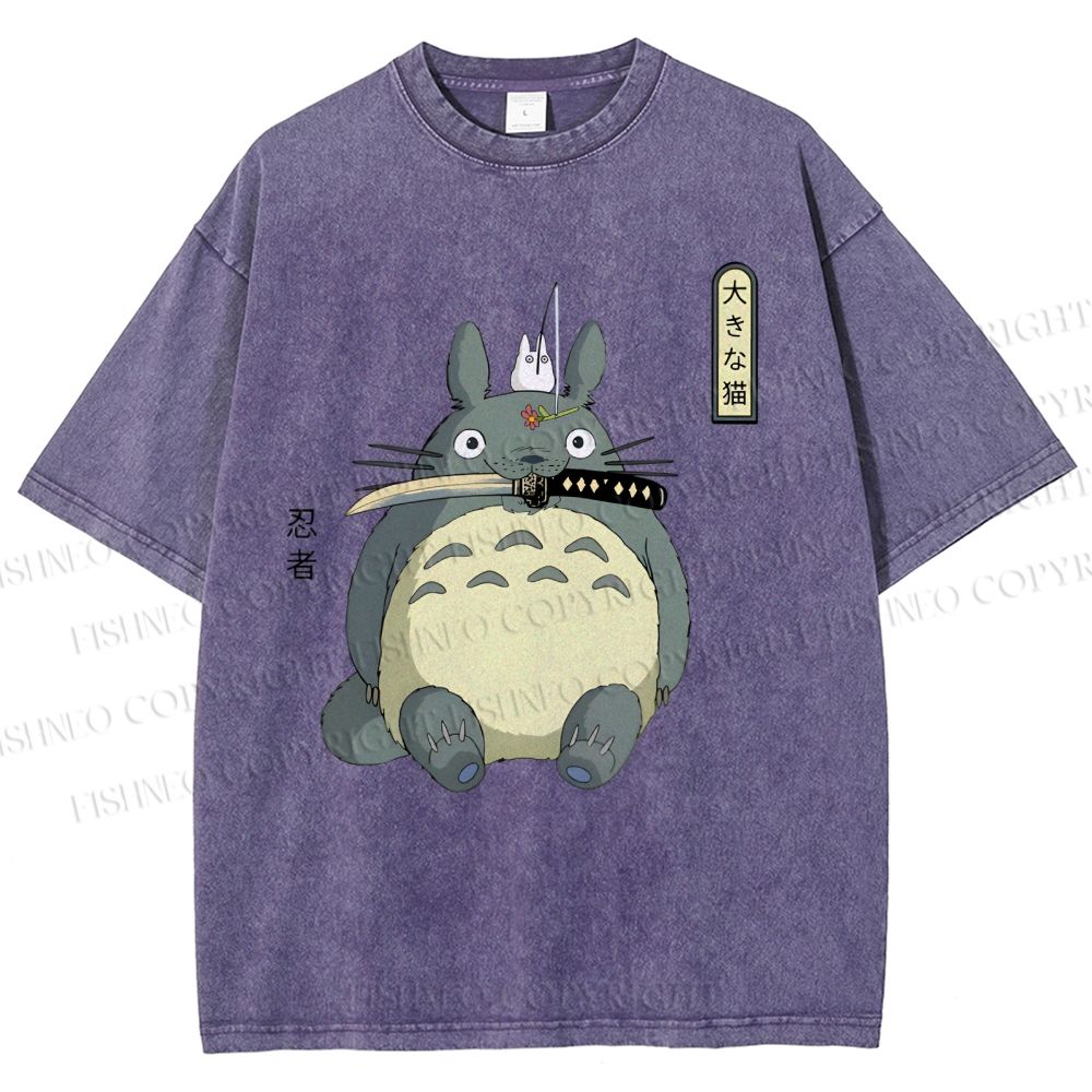 Unisex Ninja Totoro Printed Washed Tee