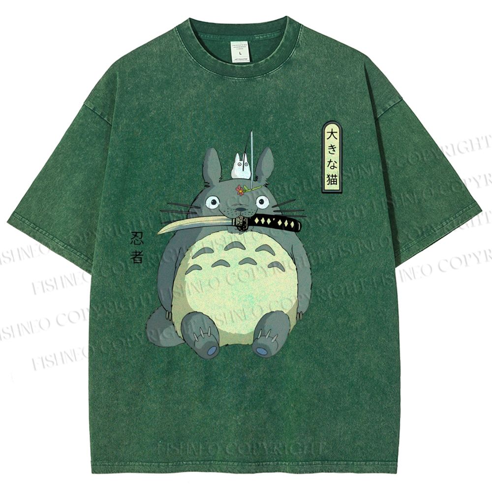 Unisex Ninja Totoro Printed Washed Tee