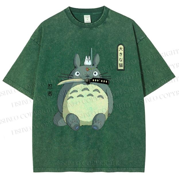 Unisex Ninja Totoro Printed Washed Tee
