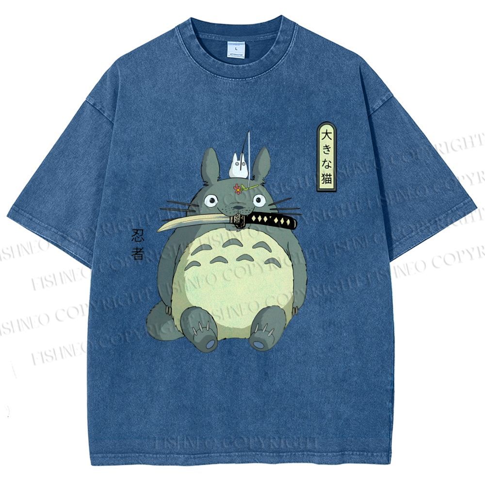 Unisex Ninja Totoro Printed Washed Tee