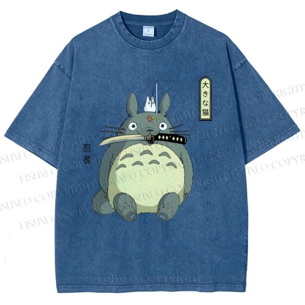 Unisex Ninja Totoro Printed Washed Tee