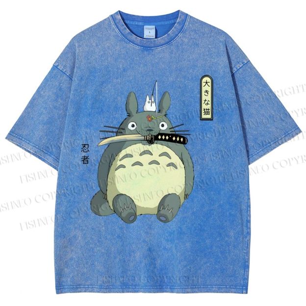 Unisex Ninja Totoro Printed Washed Tee