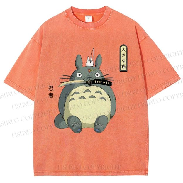Unisex Ninja Totoro Printed Washed Tee