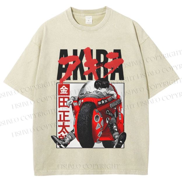 Unisex Akira Japanese Anime Printed Washed Tee