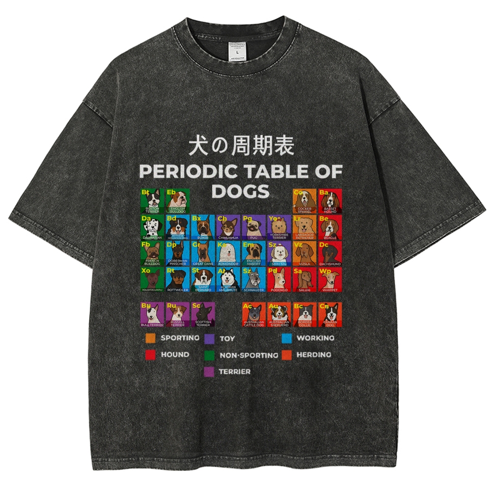 Periodic Table Of Dogs Washed T-Shirt