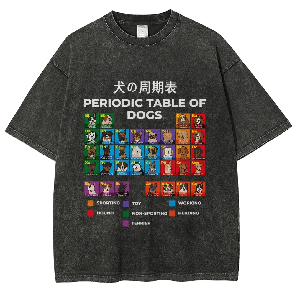 Periodic Table Of Dogs Washed T-Shirt