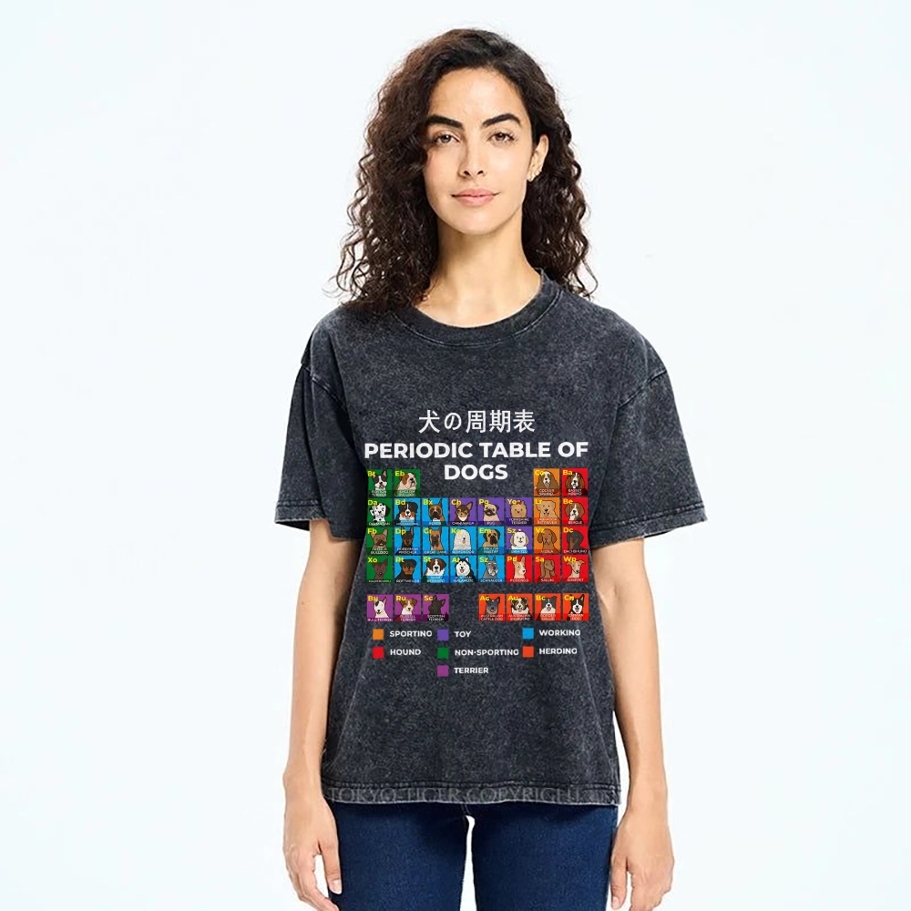 Periodic Table Of Dogs Washed T-Shirt