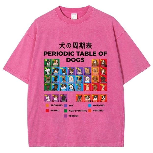 Periodic Table Of Dogs Washed T-Shirt