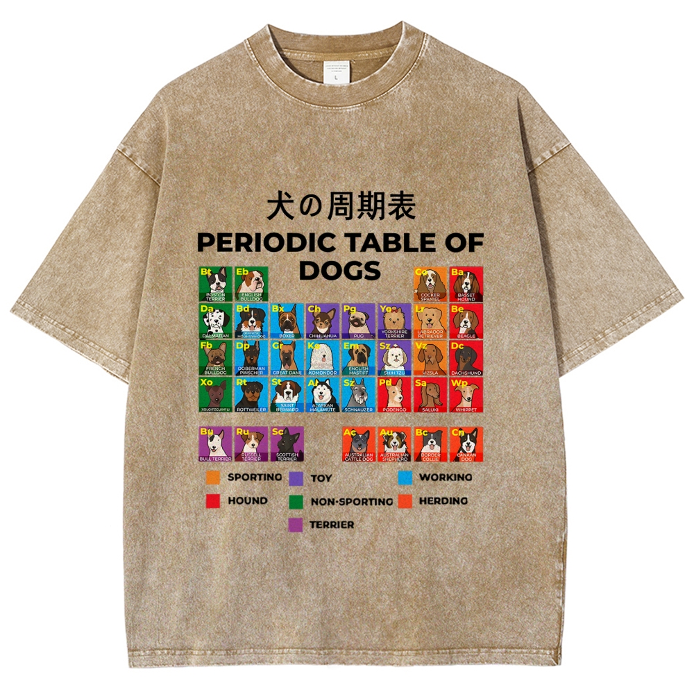 Periodic Table Of Dogs Washed T-Shirt