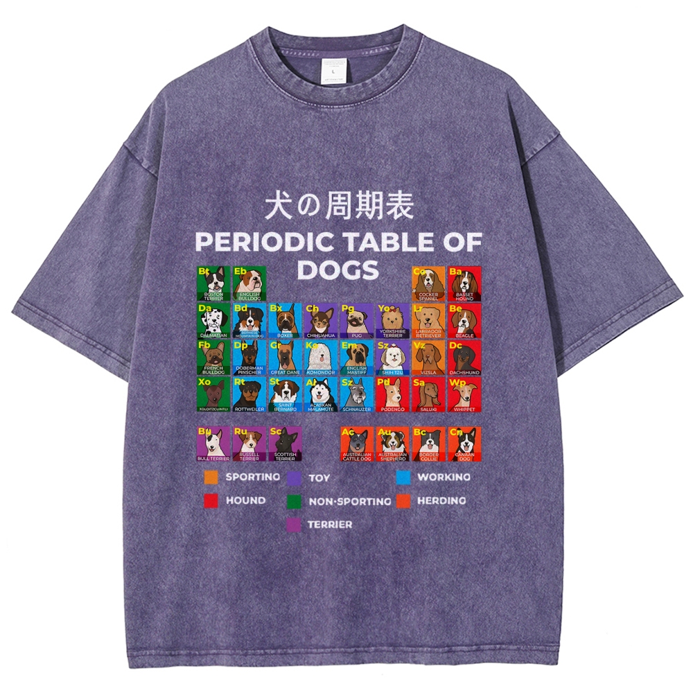 Periodic Table Of Dogs Washed T-Shirt