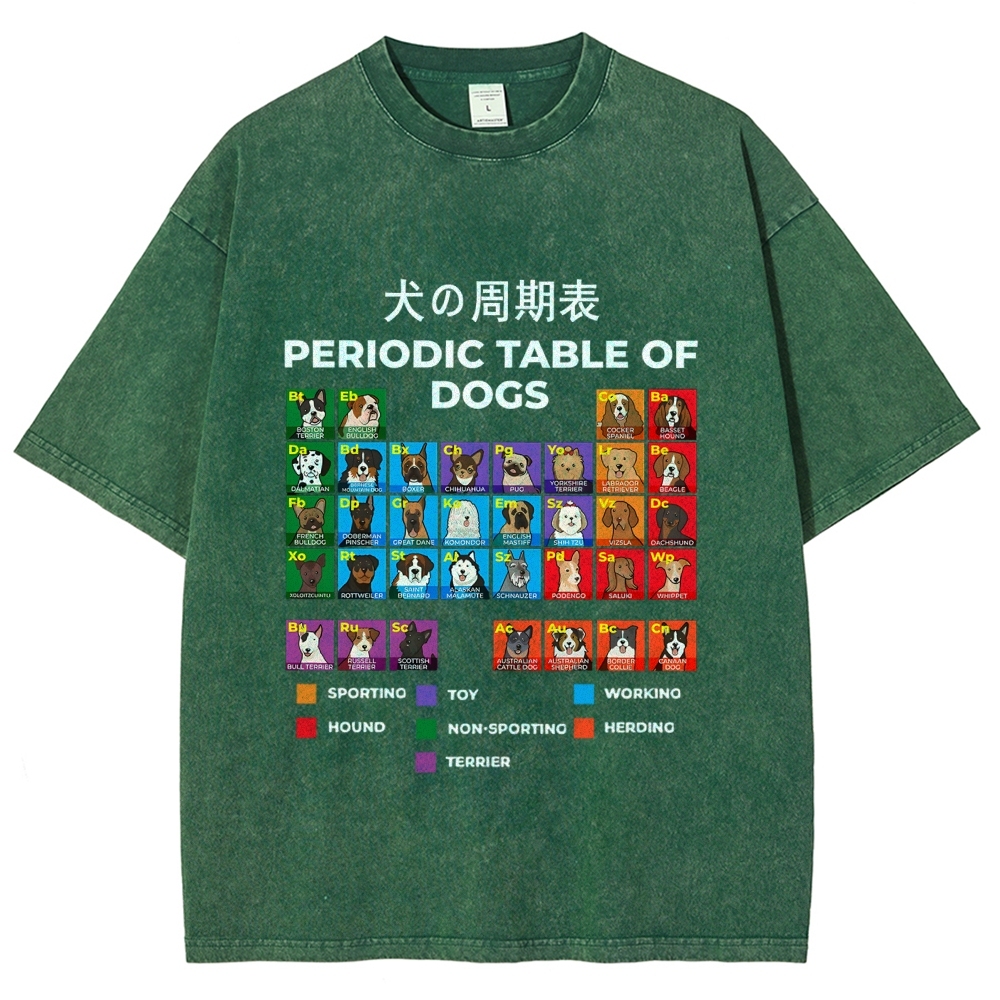 Periodic Table Of Dogs Washed T-Shirt