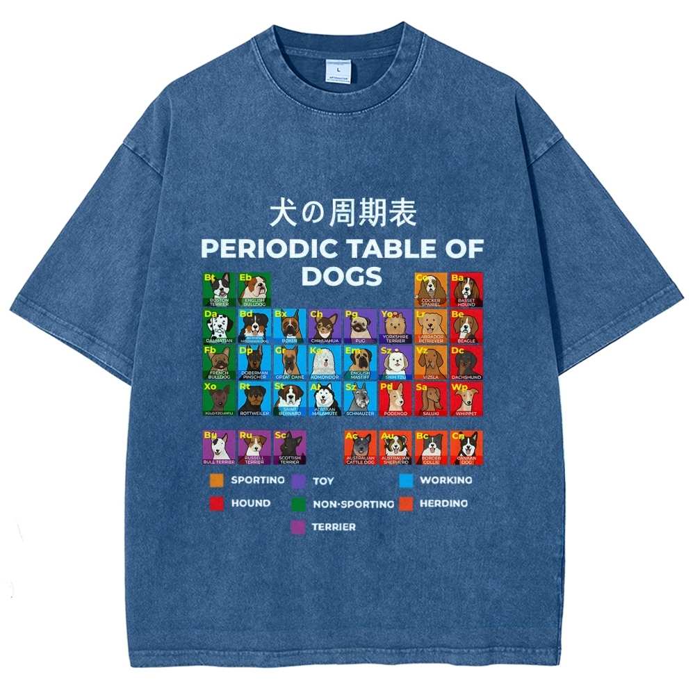 Periodic Table Of Dogs Washed T-Shirt