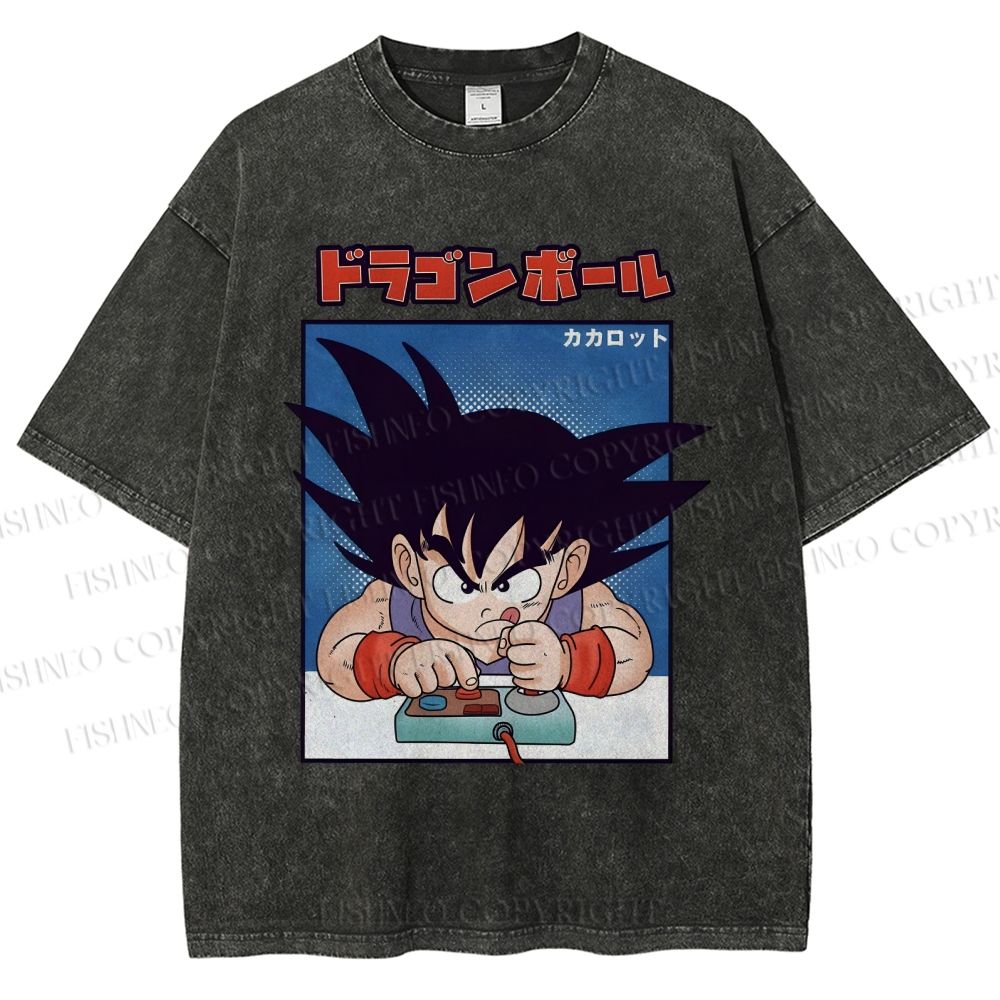 Unisex Son Goku Printed Washed Tee