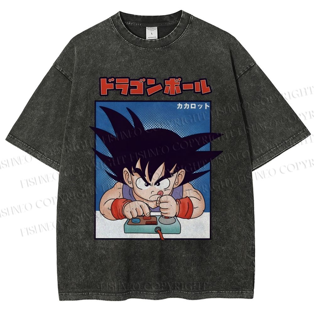 Unisex Son Goku Printed Washed Tee