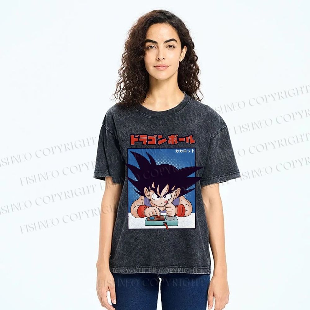 Unisex Son Goku Printed Washed Tee