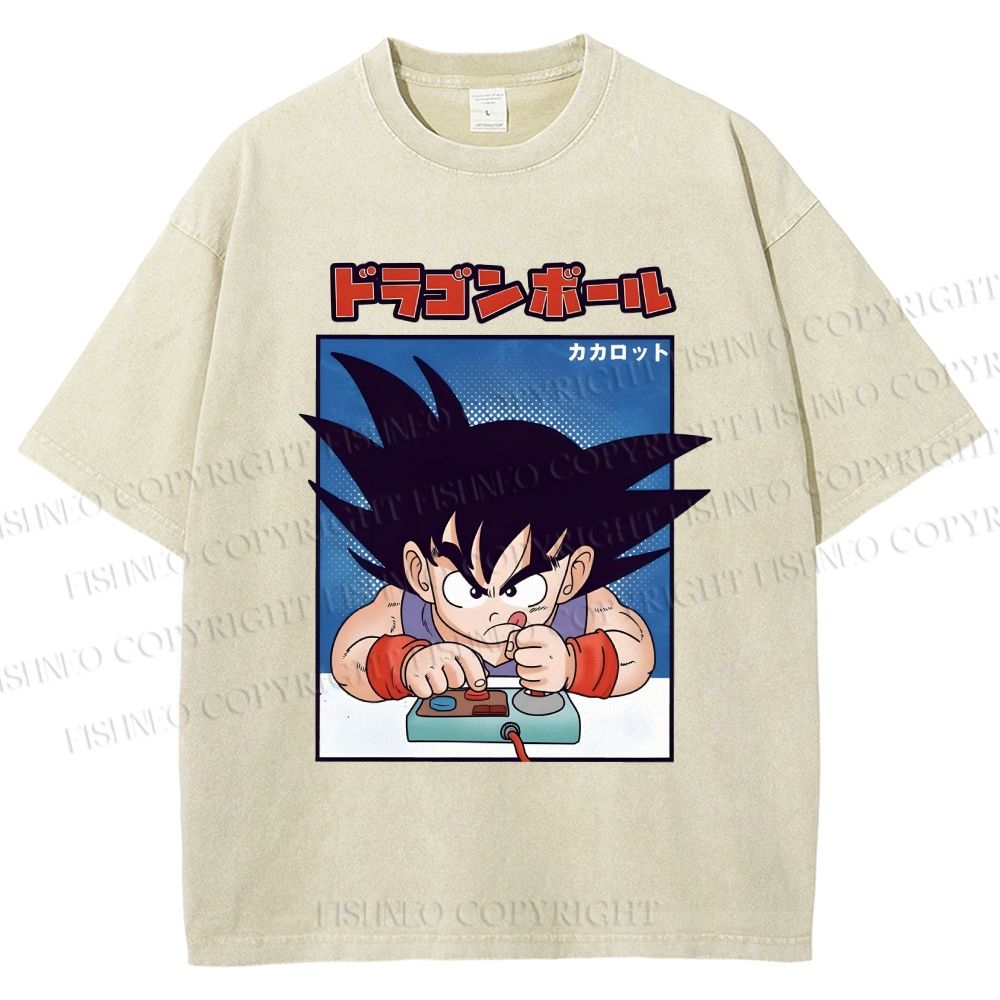 Unisex Son Goku Printed Washed Tee