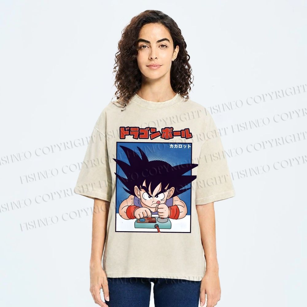 Unisex Son Goku Printed Washed Tee