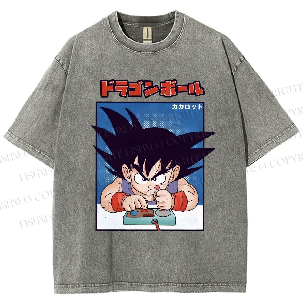 Unisex Son Goku Printed Washed Tee