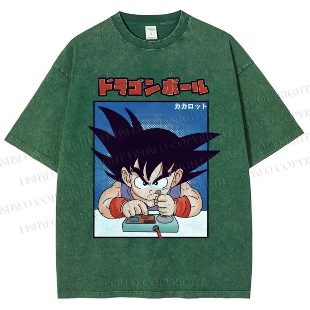 Unisex Son Goku Printed Washed Tee