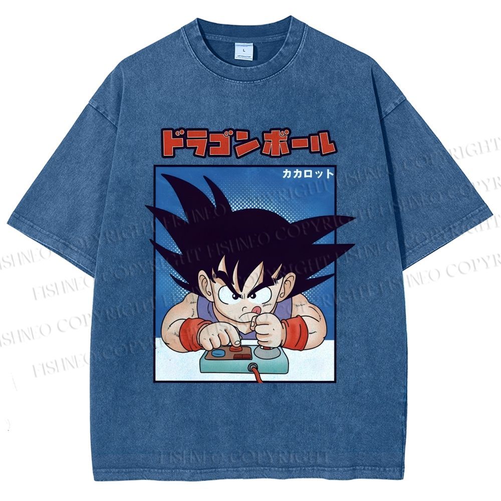 Unisex Son Goku Printed Washed Tee