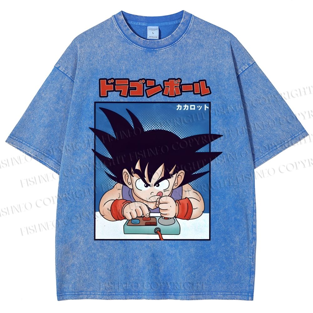 Unisex Son Goku Printed Washed Tee