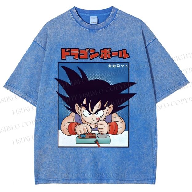 Unisex Son Goku Printed Washed Tee