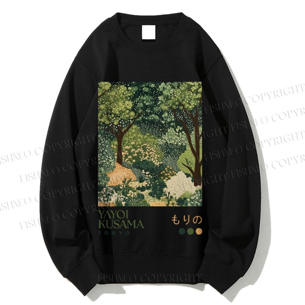 Unisex Yayoi Kusama Green Forest Printed Sweatshirt