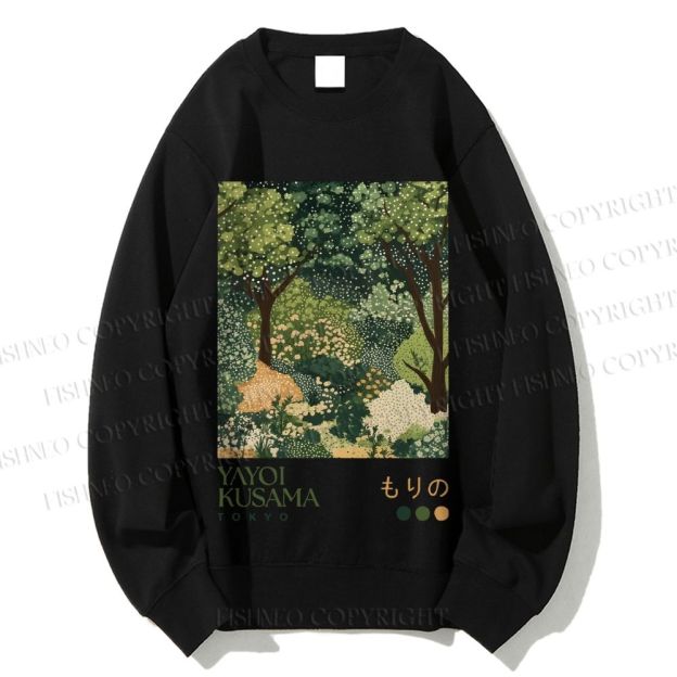 Unisex Yayoi Kusama Green Forest Printed Sweatshirt