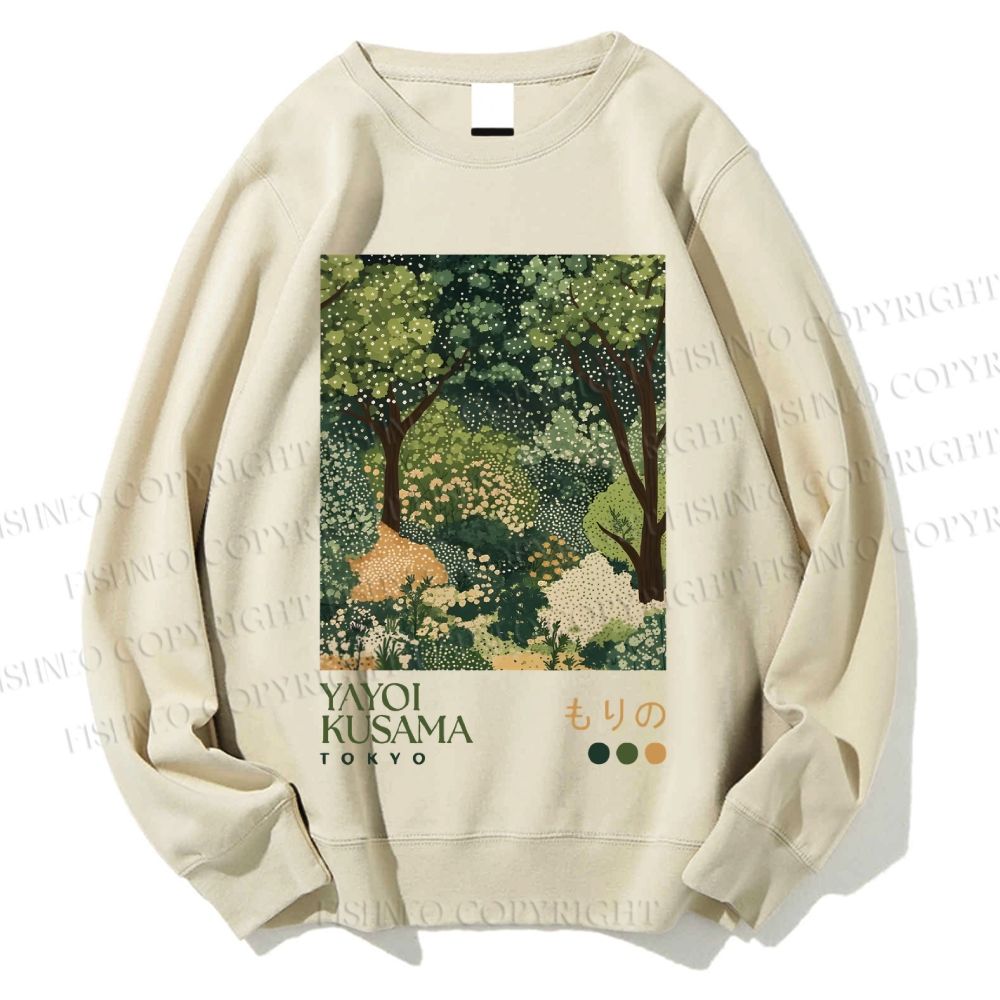 Unisex Yayoi Kusama Green Forest Printed Sweatshirt