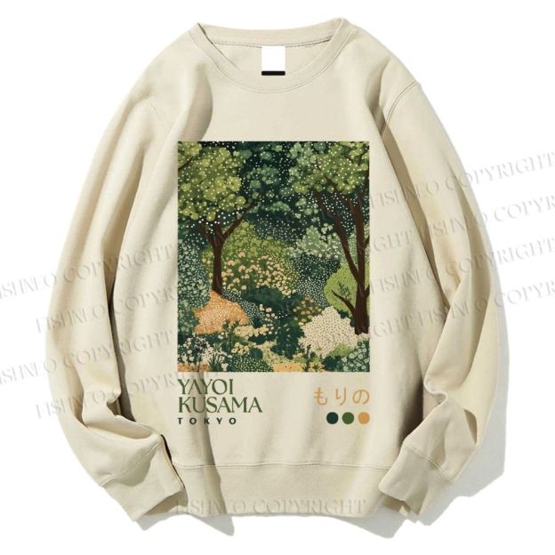 Unisex Yayoi Kusama Green Forest Printed Sweatshirt