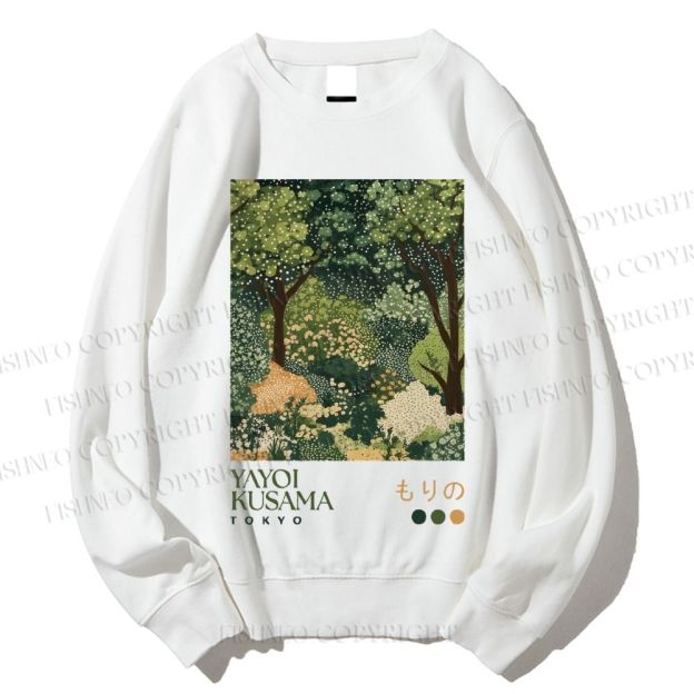Unisex Yayoi Kusama Green Forest Printed Sweatshirt