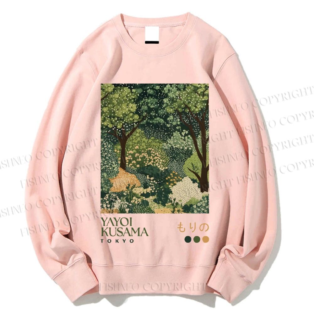 Unisex Yayoi Kusama Green Forest Printed Sweatshirt