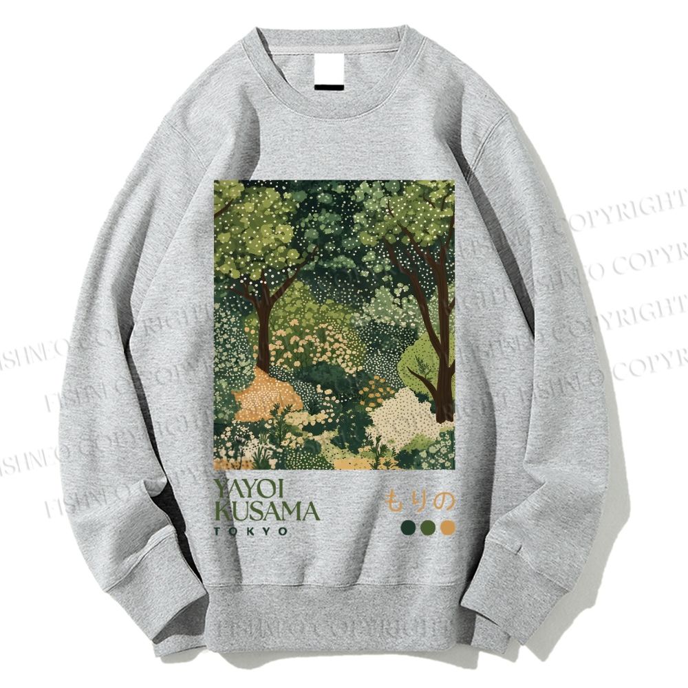 Unisex Yayoi Kusama Green Forest Printed Sweatshirt