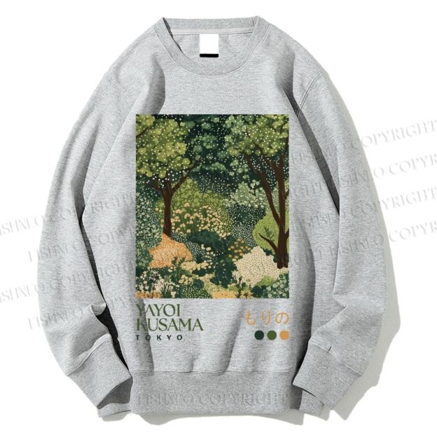 Unisex Yayoi Kusama Green Forest Printed Sweatshirt