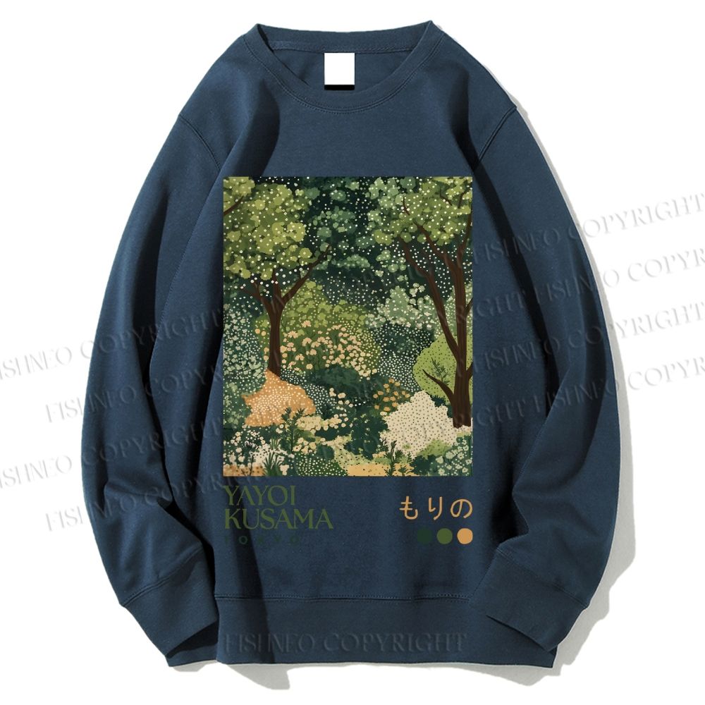 Unisex Yayoi Kusama Green Forest Printed Sweatshirt