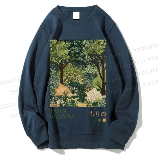 Unisex Yayoi Kusama Green Forest Printed Sweatshirt