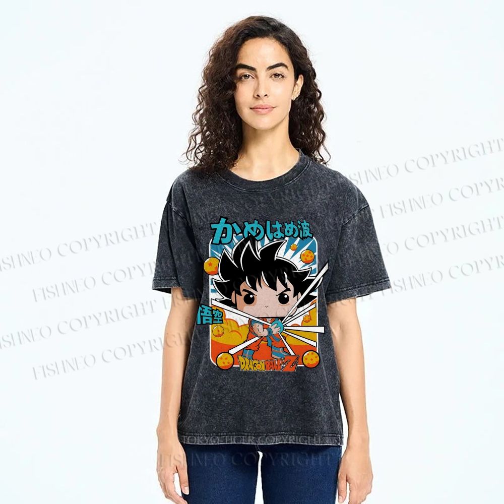 Unisex Goku Dragon Ball Z Printed Washed Tee