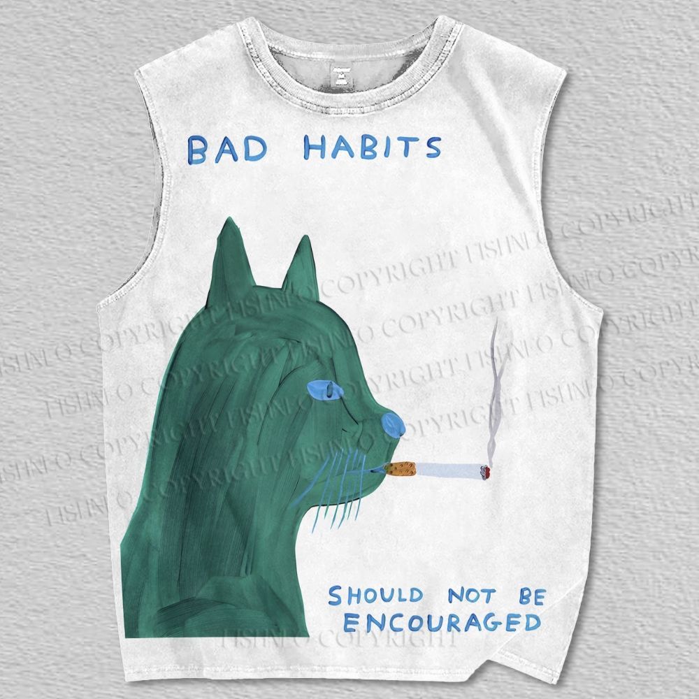 Unisex Bad Habits Should Not Encourage Cat Printed Tank Top